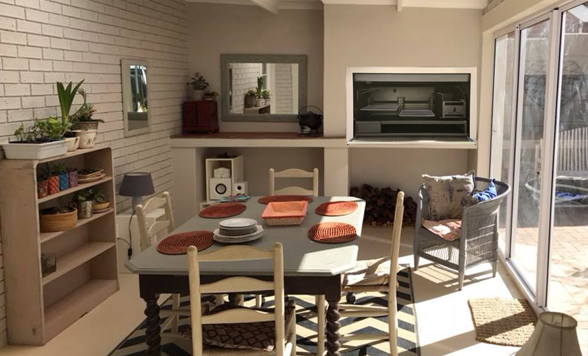 1200 mm Professional Built-in Braai with stainless steel facade and slide-in door